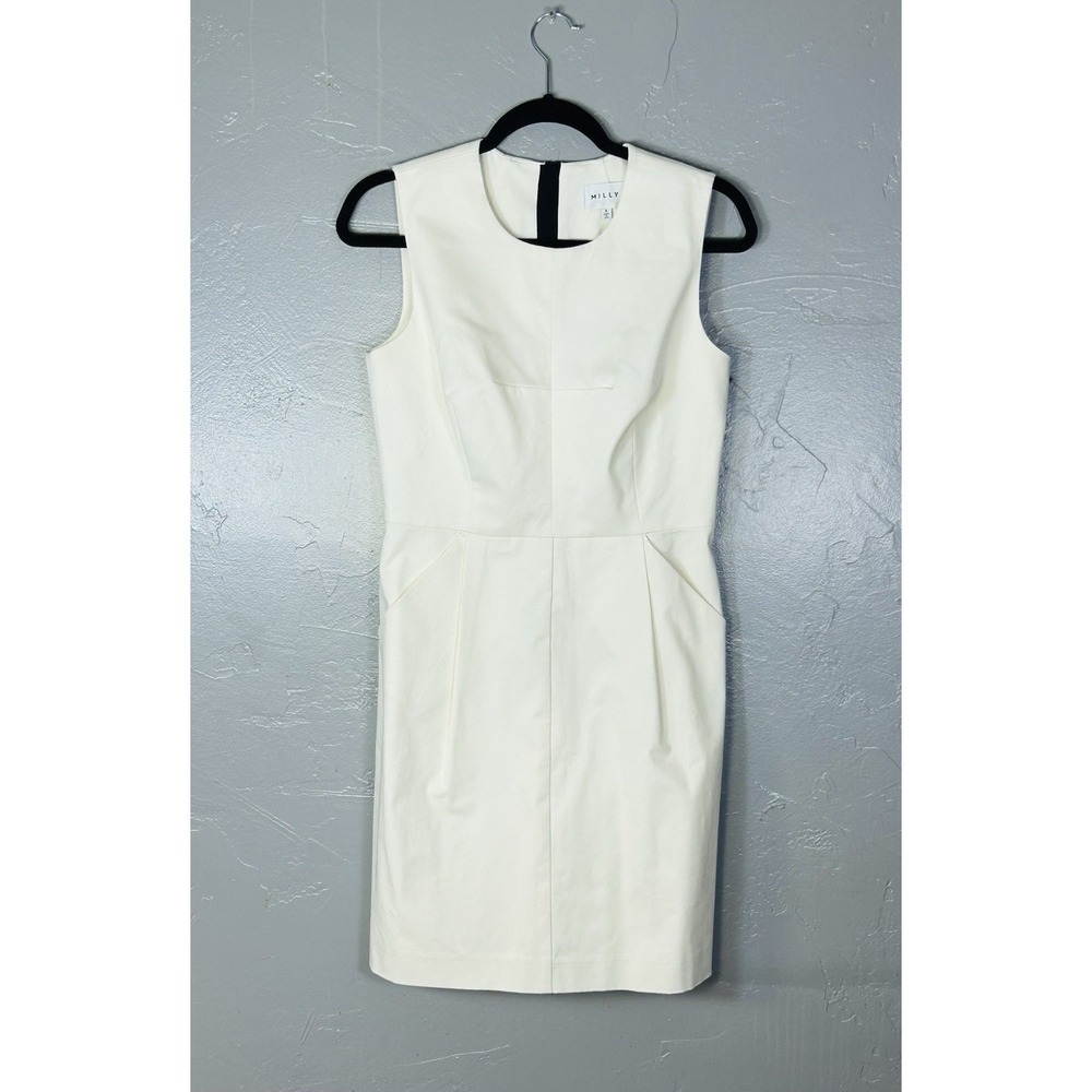 Milly Women's White Paneled Sheath Dress Size 6 USA Old Money Timeless